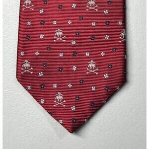 Brooks Brothers Silk Tie Red Flying Pig Logo Floral Mens Necktie 3 1/4"X58" USA